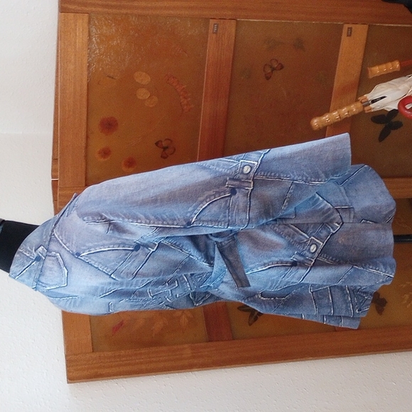 VTG 60’s Belted Patchwork Denim Jacket - Picture 9 of 16